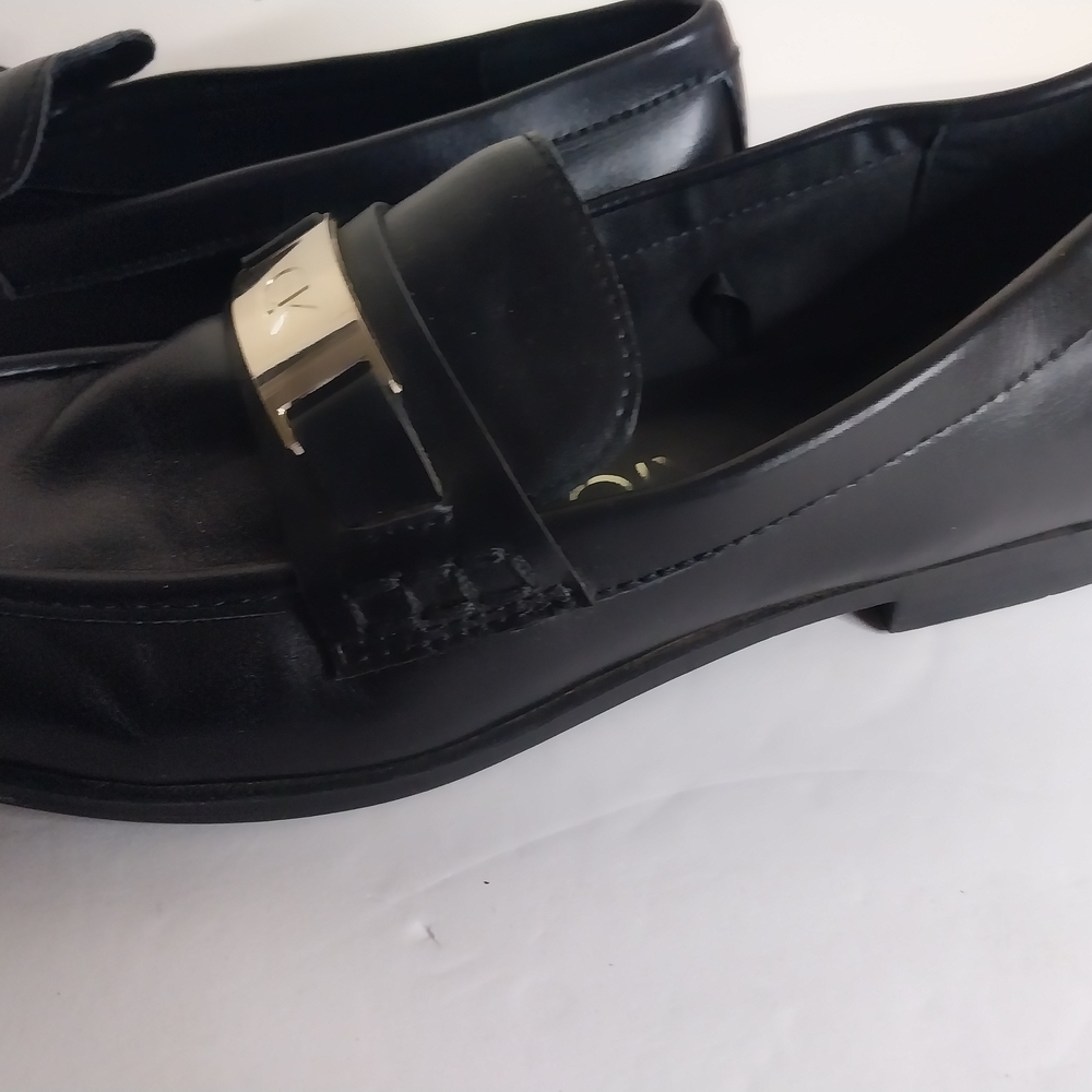 CALVIN KLEIN Size 8.5 Women's Leather Upper Black Loafers - Picture 2 of 8